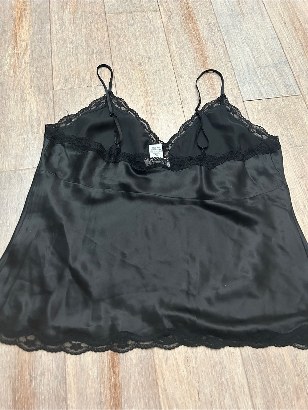 VTG Allison Taylor Black Lace-Trim Silk Camisole Top size XL - Picture 8 of 16